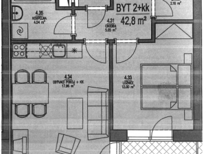 Pronájem bytu 2+kk, Brno - Žebětín, Říčanská, 43 m2
