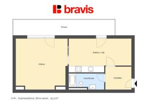 Pronájem bytu 2+kk, Brno, Auerswaldova, 51 m2