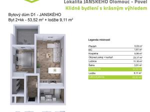 Pronájem bytu 2+kk, Olomouc, Janského, 55 m2