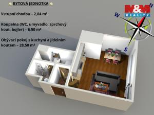 Pronájem bytu 1+kk, Kutná Hora - Hlouška, Trebišovská, 37 m2