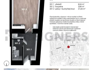 Pronájem bytu 1+kk, Brno, Bratislavská, 32 m2