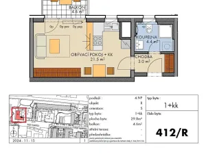 Prodej bytu 1+kk, Praha - Vysočany, Pod Harfou, 30 m2