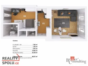 Prodej bytu 2+kk, Praha - Žižkov, Krásova, 47 m2