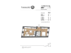 Pronájem bytu 2+kk, Brno, Francouzská, 44 m2
