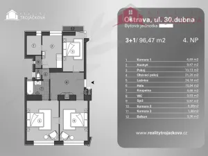 Prodej bytu 3+1, Ostrava, 30. dubna, 97 m2