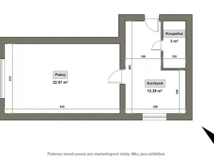 Pronájem bytu 1+1, Vizovice, Říční, 39 m2
