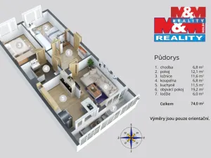 Prodej bytu 3+1, Most, Josefa Ševčíka, 68 m2