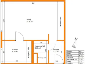 Pronájem bytu 1+1, Pardubice - Polabiny, Varšavská, 36 m2