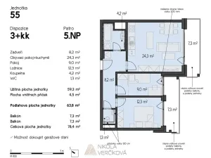 Pronájem bytu 3+kk, Brno, Rybářská, 63 m2