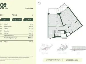Prodej bytu 2+1, Praha - Libeň, Na kopečku, 50 m2