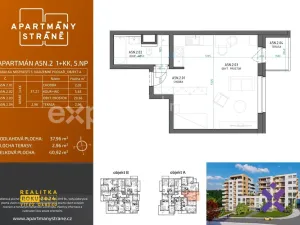 Pronájem bytu 1+kk, Zlín, Nad Stráněmi, 41 m2