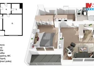 Prodej bytu 2+kk, Praha - Hlubočepy, Ondrákové, 45 m2