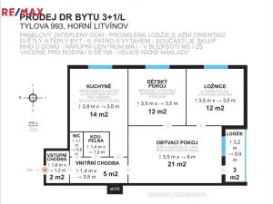 Prodej bytu 3+1, Litvínov - Horní Litvínov, Tylova, 69 m2