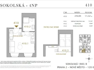 Pronájem bytu 1+kk, Praha - Nové Město, Sokolská, 17 m2