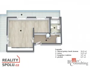 Pronájem bytu 1+kk, Praha - Libeň, Nad Rokoskou, 42 m2