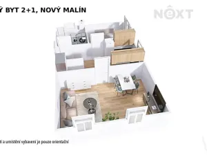 Pronájem bytu 2+1, Nový Malín, 49 m2