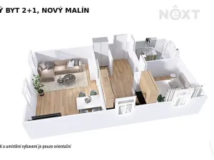 Pronájem bytu 2+1, Nový Malín, 49 m2