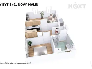 Pronájem bytu 2+1, Nový Malín, 49 m2
