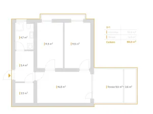 Prodej bytu 2+1, Brno, Kobylín, 53 m2