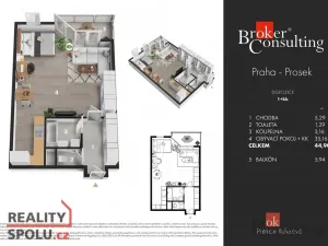 Prodej bytu 1+kk, Praha, 54 m2