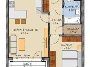 Pronájem bytu 2+kk, Praha - Ruzyně, Stočesova, 59 m2