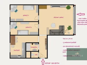 Prodej bytu 3+1, Plzeň, Manětínská, 70 m2