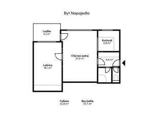 Pronájem bytu 2+kk, Napajedla, Nábřeží, 57 m2