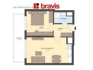 Pronájem bytu 2+kk, Brno - Horní Heršpice, Řepova, 54 m2