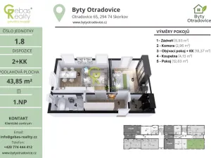 Prodej bytu 2+kk, Skorkov - Otradovice, 45 m2