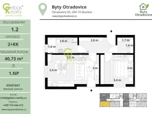 Prodej bytu 2+kk, Skorkov - Otradovice, 42 m2