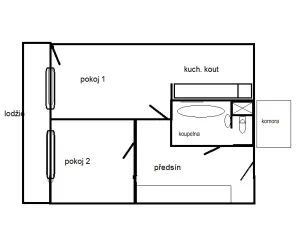 Pronájem bytu 2+kk, Teplice, Trnovanská, 48 m2