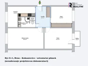 Prodej bytu 3+1, Brno - Kohoutovice, Voříškova, 74 m2