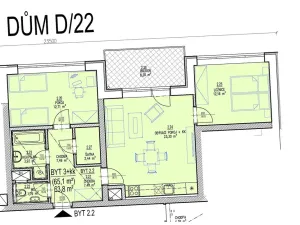 Prodej bytu 3+kk, Brno, Chvalovka, 54 m2