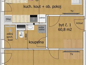 Pronájem bytu 2+kk, Milevsko, 5. května, 60 m2