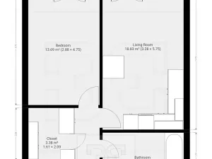 Pronájem bytu 2+kk, České Budějovice, Husova tř., 53 m2