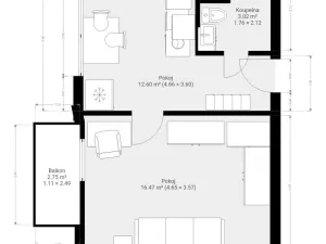 Pronájem bytu 1+1, Brno, Černého, 34 m2