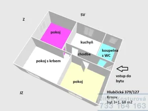 Prodej bytu 3+1, Krnov - Pod Bezručovým vrchem, Hlubčická, 68 m2