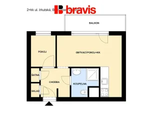 Pronájem bytu 2+kk, Brno - Starý Lískovec, Irkutská, 44 m2