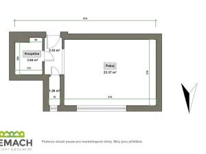 Pronájem bytu 1+kk, Uherské Hradiště, Slovácká, 32 m2