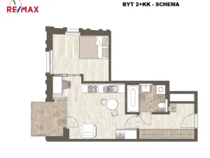 Pronájem bytu 2+kk, Praha - Stodůlky, Mukařovského, 42 m2