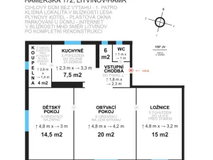 Prodej bytu 3+1, Litvínov - Hamr, Hamerská, 74 m2