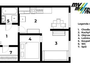 Prodej bytu 1+1, Milovice, Topolová, 44 m2