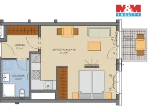 Prodej bytu 1+kk, Kralupy nad Vltavou, Nádražní, 38 m2