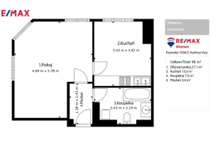 Pronájem bytu 2+kk, Karlovy Vary, K. Čapka, 42 m2