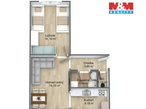 Prodej bytu 2+1, Milovice - Mladá, Spojovací, 43 m2