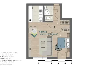 Pronájem bytu 2+kk, Praha - Braník, Ke Krči, 42 m2