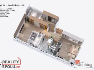 Prodej bytu 2+1, Nové Město nad Metují - Krčín, Černčická, 44 m2