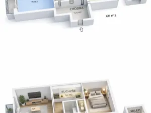 Pronájem bytu 2+1, Trutnov - Horní Předměstí, Na Kopečku, 58 m2