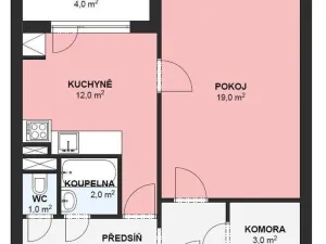 Pronájem bytu 1+1, Brno - Řečkovice, Horácké náměstí, 44 m2