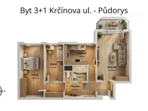 Prodej bytu 3+1, České Budějovice, Krčínova, 70 m2
